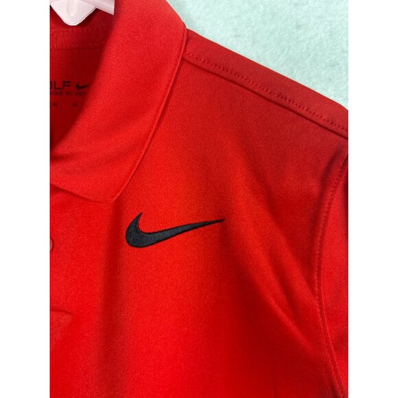 Nike Golf Mens Dri-Fit Red Polo Shirt Medium - Picture 2 of 7